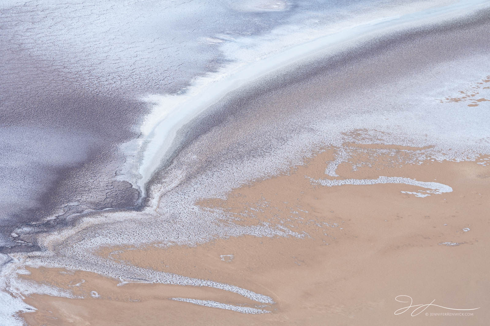 Salt creates patterns on the desert floor as seen from Dante's View in Death Valley National Park.