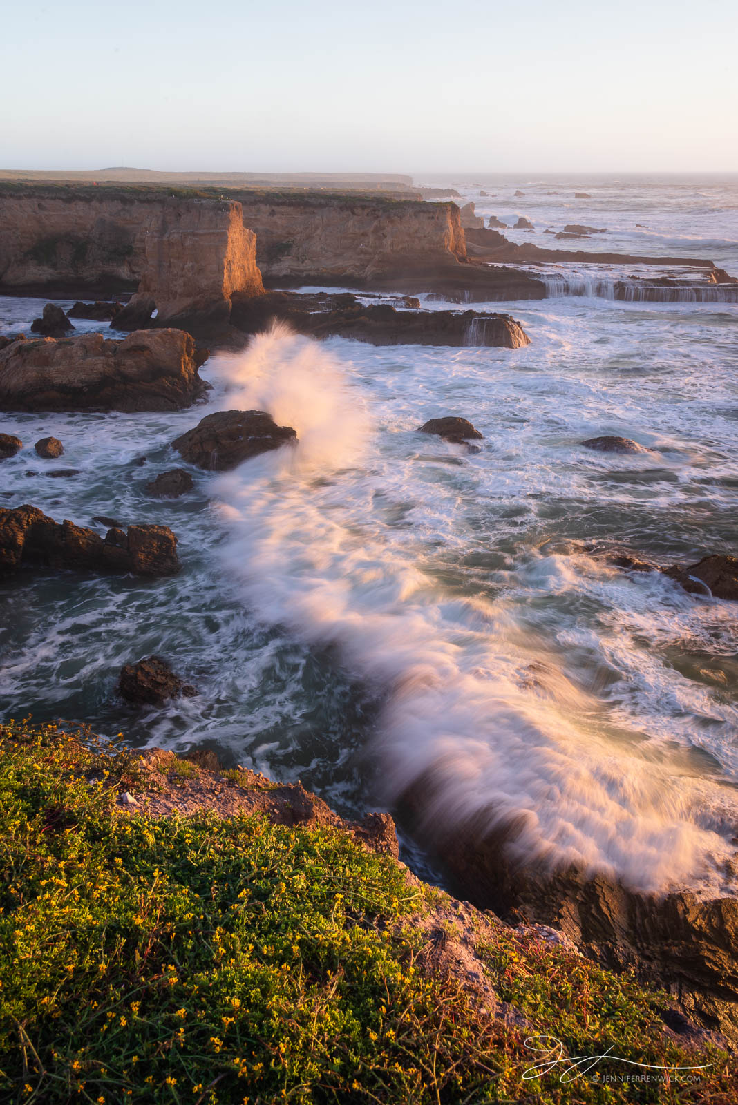 Waves roll in on a spring evening in Montaña De Oro State Park in southern California.