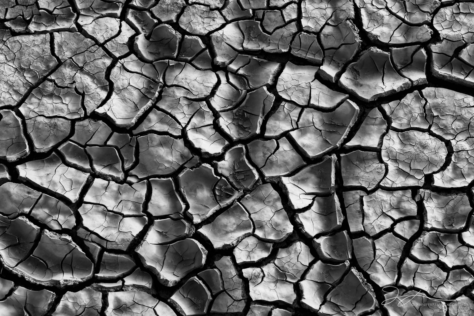 Small mud cracks form pathways among larger mud cracks in the desert.  This image is part of my "Desert Textures" photo project...